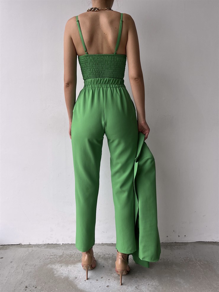 Kuplu Bluz Blazer Ceket & Pantolon Adelisa Kadın Yeşil Üçlü Takım 22K000262
