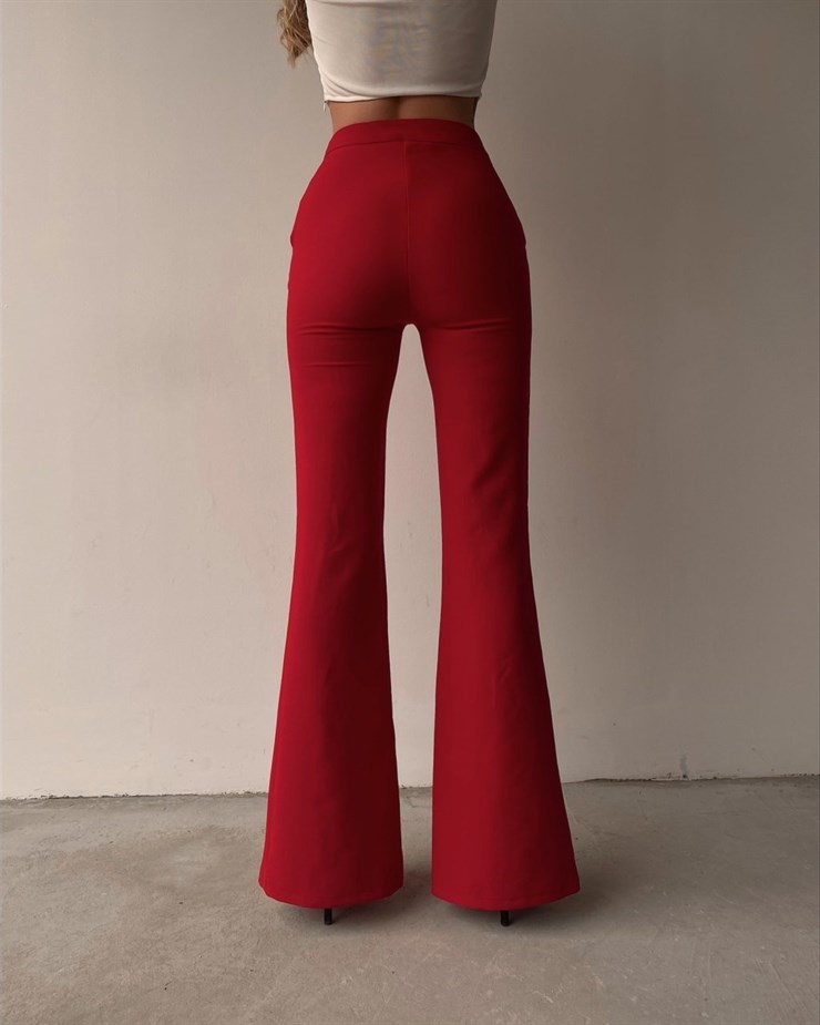 İspanyol Paçası Yırtmaçlı Bryana Kadın Kırmızı Pantolon 22K000329