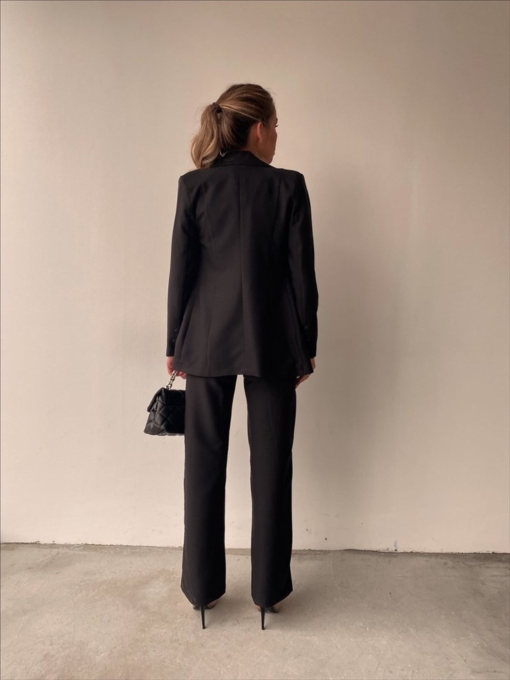 Yelek Ceket Pantolonlu Klasik Celina Kadın Siyah Üçlü Takım 22K000357