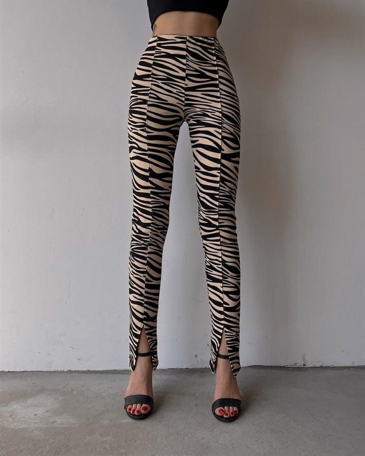 Zebra Leggings With Slit Legs 22K000493