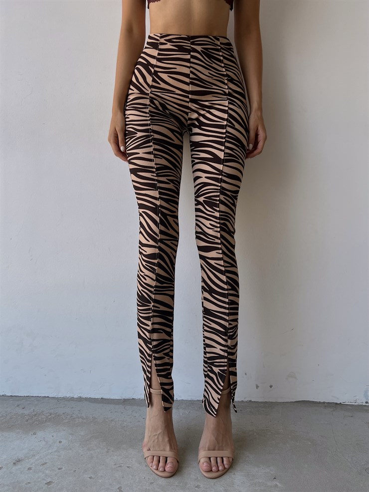 Zebra Leggings With Slit Legs 22K000493